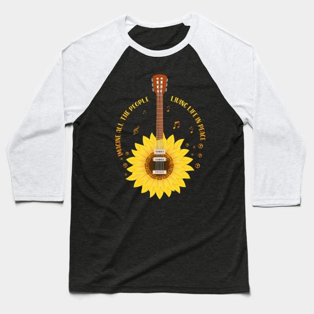 Imagine All The People Living In Peace Baseball T-Shirt by Anonic